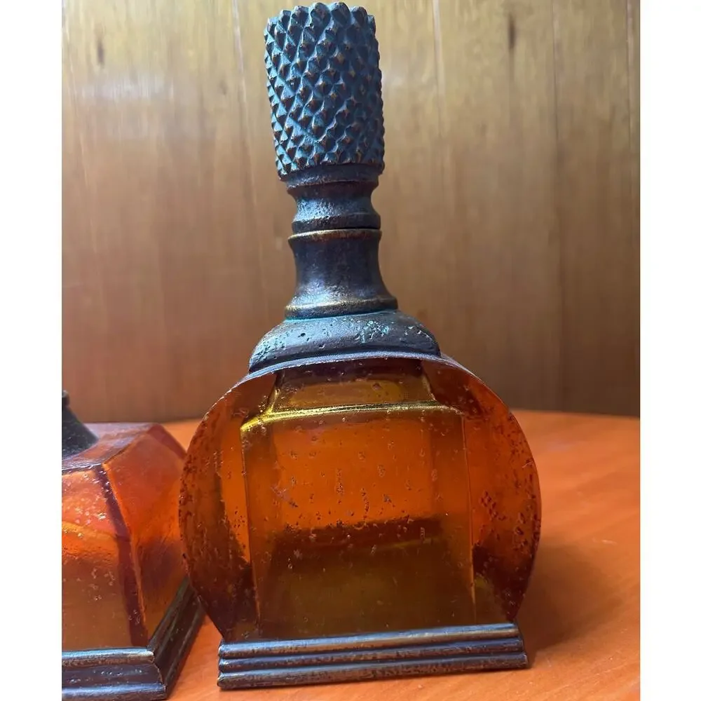 Contemporary Decorative Amber Resin Decanter - Set of Two